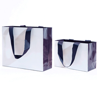 Sac fourre-tout de Noël en papier couché blanc avec feuille d'or, recyclable, avec poignées, pour cadeaux et shopping