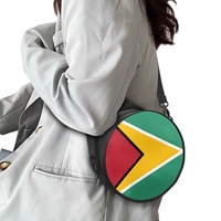 Sac à main rond en cuir PU avec drapeau de la Guyane pour femme, mini sac à dos convertible et sac bandoulière, pour les voyages et les trajets quotidiens