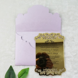 Tarjeta de Invitación Acrílica Rosa con Flores Plateadas Cortadas con Láser Personalizadas a <span class=keywords><strong>Precio</strong></span> Económico para Fiestas, Bodas, Matrimonios, Cumpleaños, Menús - Product Image 5