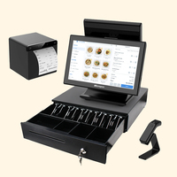 Terminal de point de vente tactile Fast Checkout B15 15,6 pouces, processeur quadricœur, stockage 256 Go, système d'exploitation Windows/Android/Linux, NFC, Bluetooth, aluminium
