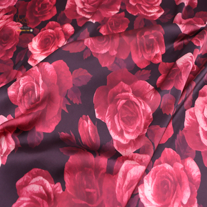 100% su misura pura <span class=keywords><strong>seta</strong></span> tessuto satinato 16mm moda rosa <span class=keywords><strong>rossa</strong></span> stampa da donna tessuto motivo floreale per abiti da matrimonio - Product Image 4