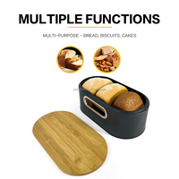 JYB High-End voedselveilige ovale blikken brooddoos, stevige blikken cake-, koekjes- en sandwichhouder met natuurlijke bamboe deksel