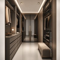 Sistema de Armario Vestidor Moderno de Madera Sólida, Armario Personalizado para Dormitorio, Mueble de Guardarropa