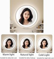Coiffeuse de chambre moderne avec miroir LED lumineux, tiroirs de rangement et table d'appoint