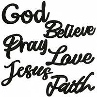 Vente en gros Brodé à repasser Évider Dieu Jésus Foi amour Prier Mots Chapeau Patch pour Vêtements Portefeuilles Décoration