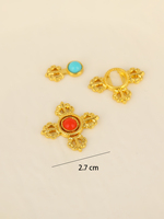 Boutons de vêtements en laiton plaqué or, filigrane floral, incrustés de pierres colorées, fournitures pour artisanat DIY, ornements de vêtements