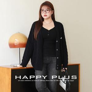 Cárdigan Verde con Cuello en V, Tejido de Cable y Bordado para Mujer, Talla Grande N9042, Estilo Casual Otoñal, Chaqueta de Punto - Product Image 2