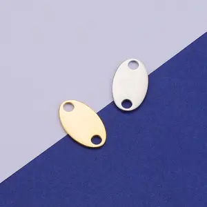 DIY饰品3色12毫米100% 不锈钢镜抛光椭圆形标签手链项链饰品制作配件