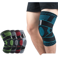Genouillère de compression à sangle réglable avec coussinet rotulien en silicone antidérapant pour la course, le basketball et l'entraînement