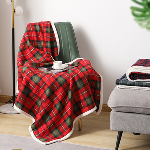 <span class=keywords><strong>Manta</strong></span> Polar de franela de estilo escocés para siesta, <span class=keywords><strong>Manta</strong></span> pequeña de tartán, color rojo y verde - Product Image 3