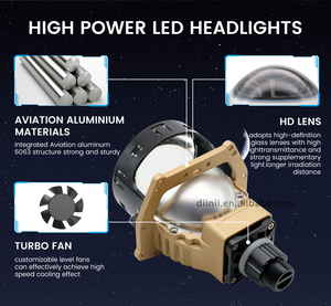 Đèn chiếu Bi-LED <span class=keywords><strong>130W</strong></span> 50000lm Trắng 6500K Có quạt làm mát H4 Mini Laser <span class=keywords><strong>Projector</strong></span> Lens Đèn pha LED cho ô tô đa năng - Product Image 4