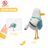 Boneka Burung Camar Kustom, Boneka Sea Mew, Hewan Boneka Lembut Isi Kapas Poliester PP, Layanan OEM ODM Personalisasi, Pabrik Grosir