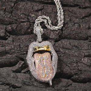 Nuovo Arrivo: Ciondolo con Simbolo <span class=keywords><strong>del</strong></span> Dollaro su Lingua Tempestata di Diamanti, Collana con Ciondolo Ghiacciato per Uomo e Donna, Gioielli da Rapper - Product Image 4