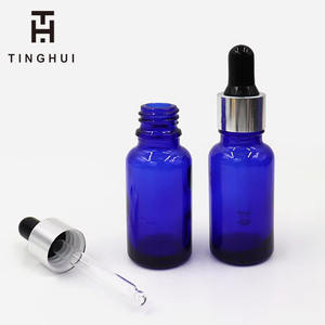 Bouteilles en verre rondes Boston brillantes bleues vides de 5 ml, 10 ml, 15 ml, 20 ml, 30 ml, 50 ml, 100 ml avec compte-gouttes pour huile essentielle - Product Image 5