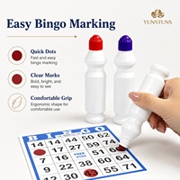 Marqueur de bingo OEM à pointe ronde de 15 mm, 65 ml (2,2 oz), grande capacité, encre aquarelle multicolore à forte pigmentation, en vrac pour jeu de bingo