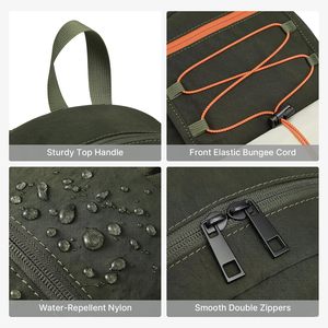 Mochila Pequeña y Ligera de 10L <span class=keywords><strong>para</strong></span> Viajes, Senderismo y Uso Diario, <span class=keywords><strong>para</strong></span> <span class=keywords><strong>Hombres</strong></span> y Mujeres, en Verde Oscuro y Beige - Product Image 5
