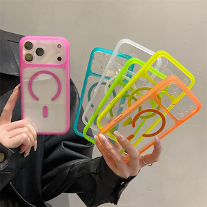Nueva Funda Magnética Transparente Fluorescente para Teléfono Móvil iPhone 17 16 15 14 Pro Max, Carcasa Trasera Antigolpes de PC - Product Image 2