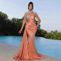 Nouveau été sirène robe de soirée soirée lourde dentelle Satin Scoop col taille naturelle parole longueur impression numérique antistatique