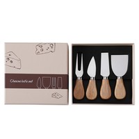 Mini-fourchette à fromage en acier inoxydable, couteau à beurre, couteau à fromage avec manche en bois, ensemble de 4 couteaux à fromage pour plateau de charcuterie