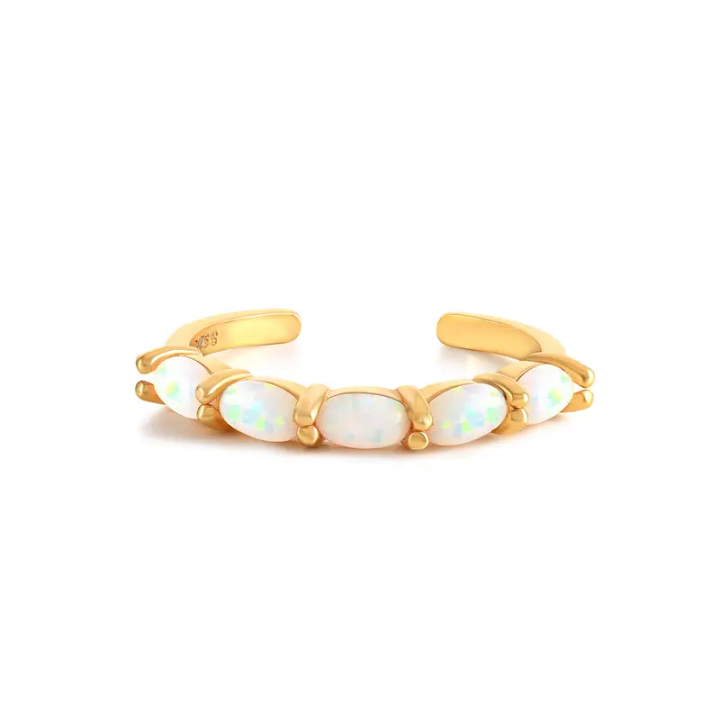 simple opal stone adjustable resizeable 925 sterling silver finger ring