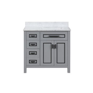 Meuble-lavabo moderne haut de gamme autoportant de 36 pouces avec vasque en céramique et caractéristiques résistantes à l'eau - Product Image 1