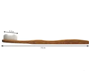Экологически чистая зубная щетка с волнистой ручкой для взрослых, с мягкой щетиной, с логотипом, из натурального бамбука, в коробке из крафт-бумаги