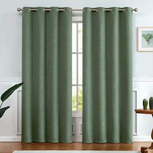 <span class=keywords><strong>Tende</strong></span> Oscuranti in Finto Lino <span class=keywords><strong>Verde</strong></span> <span class=keywords><strong>per</strong></span> Soggiorno, 100% Poliestere, Vendita Calda, Cortina Tinta Unita, Tessuto Moderno con Occhielli e Corda - Product Image 2