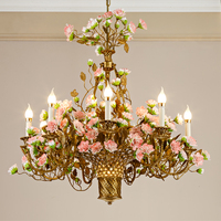 Design de lampe à suspension romantique de fabricant, éclairage européen en porcelaine avec un prix compétitif, lustre à fleurs de mariage populaire