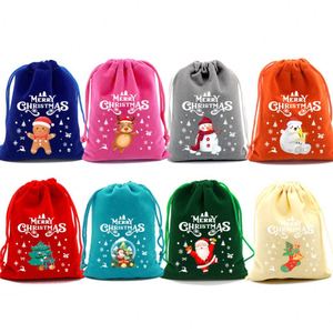 Sac cadeau recyclable en velours rouge avec cordon de serrage, idéal pour les fruits, les bonbons de mariage, les cadeaux de Noël pour enfants, avec fonction de marquage. - Product Image 2