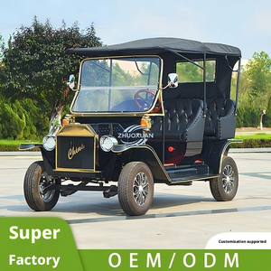 Retro Style 5 Passengers Electric Sightseeing Bus Vintage 4 Wheel Tour Cart For Beach Resort - Product Image 6