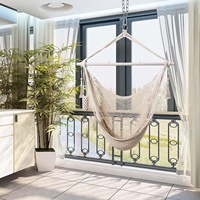 Silla colgante de malla tipo hamaca con cuerda, de algodón suave, para porche, patio, dormitorio, interior y exterior