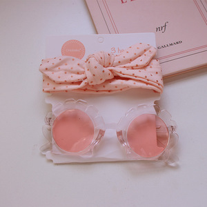 Kids Cartoon Sunglasses <b>Headband</b> Set <b>Baby</b> Flower Shade Glasses Solid Hollow Bow Hair Band <b>Baby</b> Wear Hair Accessory Set For Girls - Product Image 3