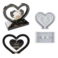 Moule en Silicone miroir en forme de coeur pour ornements de bijoux faits à la main amour cadre Photo bricolage cristal résine époxy moule faisant sac cadeau