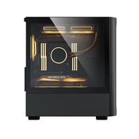 Boîtier de jeu pour ordinateur MicroATX Mid Tower en alliage d'aluminium à flux d'air élevé, panneau avant noir, avec fenêtre latérale
