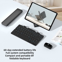 Clavier portable pliable JOMAA BT, clavier sans fil rechargeable pour voyages avec support pour téléphone et tablette