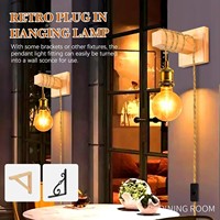 Cordon d'alimentation standard UE avec interrupteur et prise, luminaire suspendu LED décoratif, support de lampe vintage en corde E26 avec support de lampe de plafond