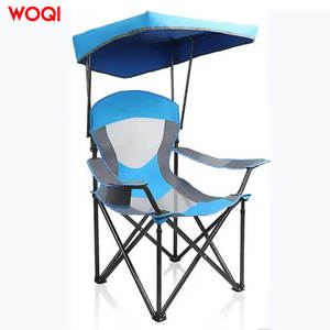 เก้าอี้พับกลางแจ้ง Woqi โครงอะลูมิเนียม ผ้าคลุมสีฟ้าอ๊อกซ์ฟอร์ด สำหรับตกปลา ตั้งแคมป์ พกพาสะดวก - Product Image 1