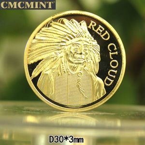 Souvenir bulat berputar kustom logam 3 putaran 1/2 Oz 100 penggiling berlapis emas India "awan merah" bulat - Product Image 2