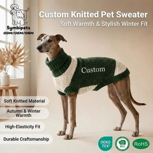 Suéter de Tricô Grosso Personalizado OEM ODM para Cães, Gola Alta, Bloco de Cores, Quente de Inverno, Roupa de Tricô para Animais de Estimação, Roupas Personalizadas para Pets - Product Image 3