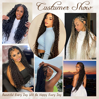 Cheveux de Tresses en Gros Boîte Boho River Locs Crochet Bouclés Synthétiques pour Tresses Africaines 14/18/22 pouces