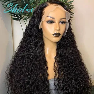 Perruques de Cheveux Humains Brésiliens Full Virgin HD Lace de 28 pouces Deep Wave Curly Transparent Lace Front Perruques de Cheveux Humains pour les Femmes Noires