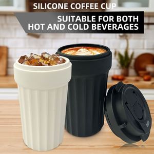 แก้วกาแฟซิลิโคนกันหก 450 มล. 160*95*65 มม. ปลอดสาร BPA ฝาปิดแบบมีรูดูดสองด้าน ดีไซน์เก๋ รับทำโลโก้ตามสั่ง ขายดี เหมาะสำหรับแคมป์ปิ้ง ใช้ได้ทั้งชายหญิง - Product Image 2