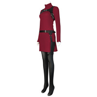 Costume de cosplay d'Ada Wong rouge pour adulte, ensemble de 4 pièces, en polyester, pour femmes, idéal pour les fêtes d'Halloween