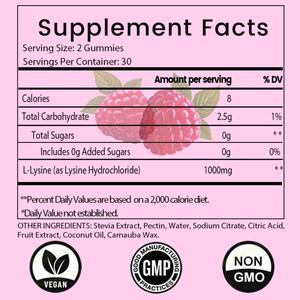 Gummies de L-Lysine 1000mg, vente chaude OEM ODM, complément d'acides aminés essentiels pour la santé de la peau, stimule l'immunité, le collagène et le calcium - Product Image 2