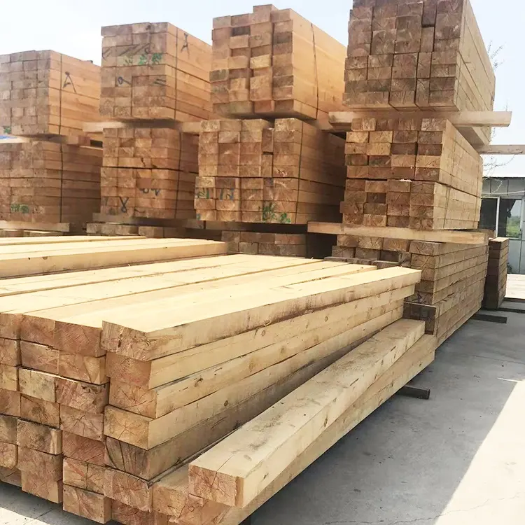 Railway Wooden Sleeper Pine Wood Building Material Customized Pine Timber Lumber Cheap Price