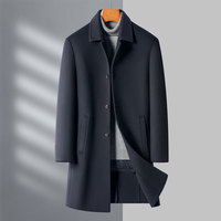 Nouveau Manteau d'Affaires Homme Hiver 2025 en Laine Double Face Épaisse, Long, Simple Boutonnage, Col Rabattu, Anti-rétrécissement
