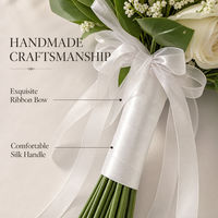Bouquet de roses blanches en soie fait main, réaliste, pour mariage, décoration de demoiselles d'honneur