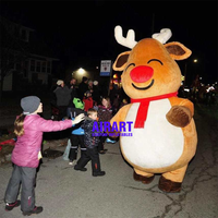 Costume de cerf gonflable pour célébration de Noël en plein air, mascotte gonflable en peluche de renne