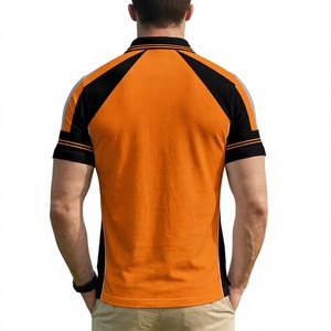Men's Orange Black Color Blocked Short Sleeve for Shirt Knitted Quick Dry Casual Regular Fit Button Design 100% Cotton Pocket - Product Image 2