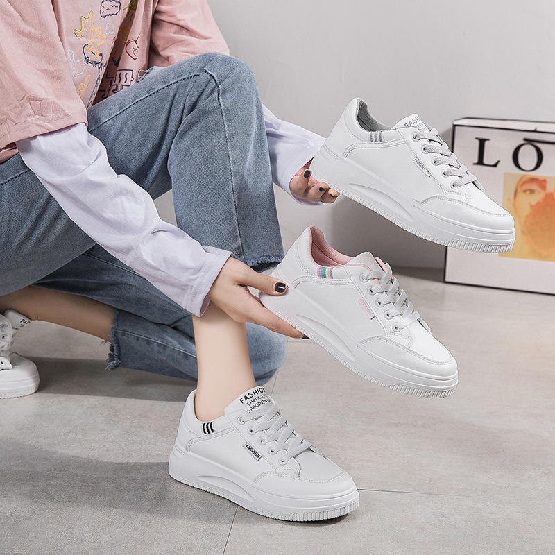 Wholesale Fashion Thick Outsole White Shoes Women Spring